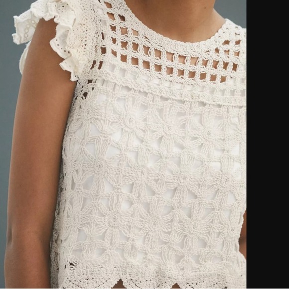 Anthro Bishop + Young Crochet Boho Crop Top - S - Picture 2 of 7